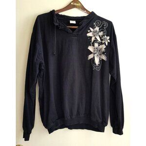 Vintage Crazy Shirt Women's Hawaii Original Black Floral Graphic Size M